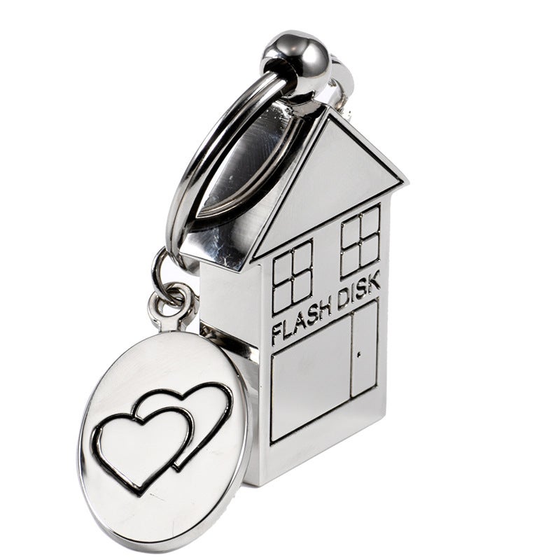 Small House Metal Usb Diy Laser Engraving Usb Flash Drive Free Key Ring Usb Flash Drive Creative Office Gift 64Gb - Image 2